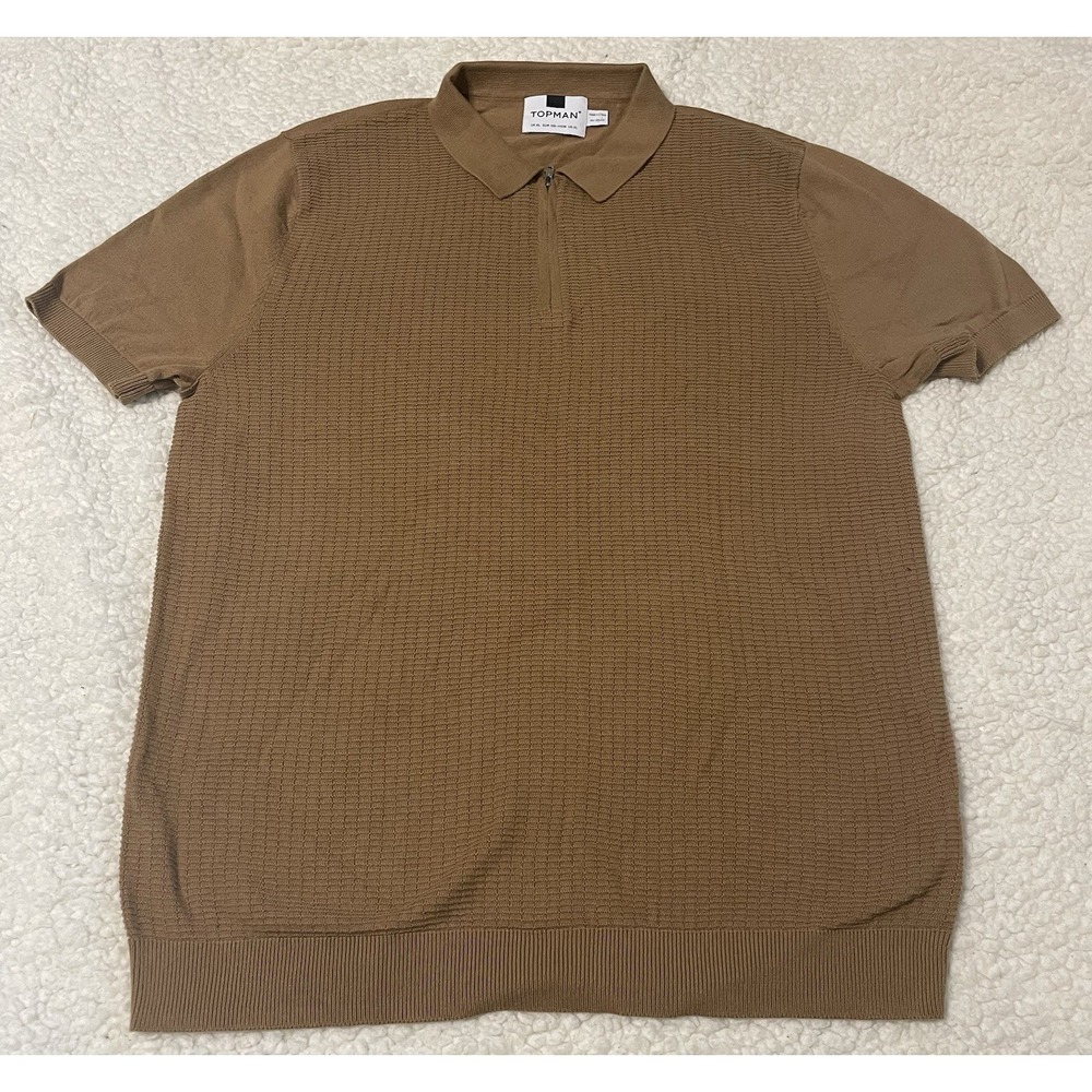 Topman Size XL Men's Shirt Quarter Zip  Sweater Brown